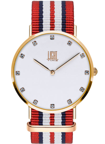 Orologio Light Time Essential L302R-N6 - Quarzo, cassa acciaio IP rosè 40mm, quadrante con strass, cinturino nylon - Frontale
