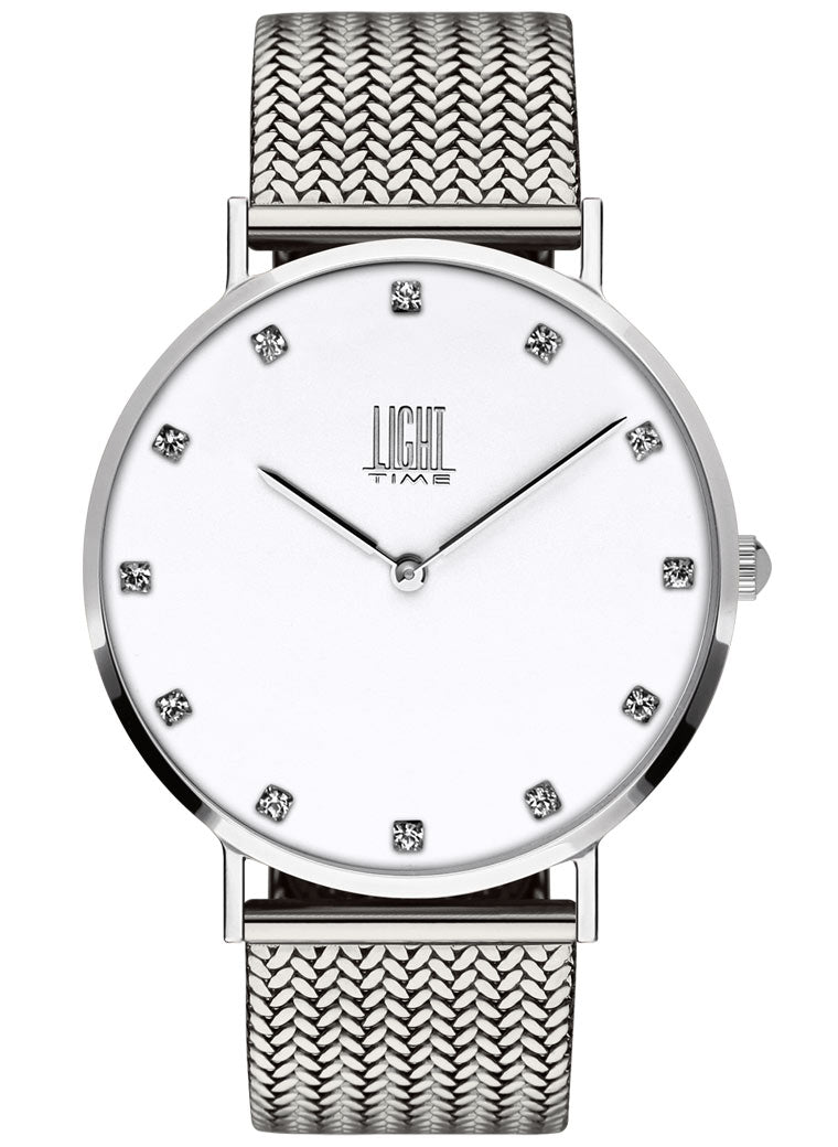 Orologio Light Time Essential L302S-A - quarzo cassa acciaio quadrante strass 40mm maglia Milano - Frontale
