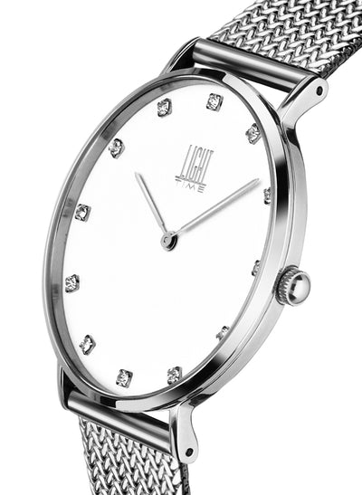 Orologio Light Time Essential L302S-A - quarzo cassa acciaio quadrante strass 40mm maglia Milano - Laterale
