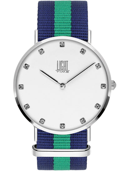 Orologio Light Time Essential L302S-N1 - Quarzo, cassa acciaio 40mm, quadrante con strass, cinturino nylon - Frontale
