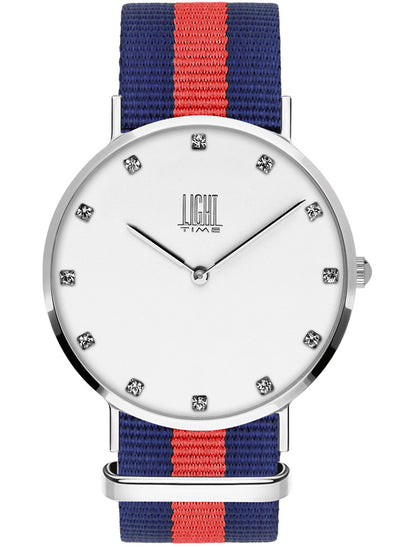 Orologio Light Time Essential L302S-N2 - Quarzo, cassa acciaio 40mm, quadrante con strass, cinturino nylon - Frontale