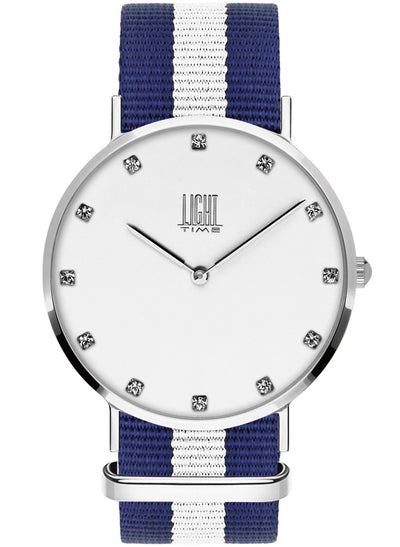 Orologio Light Time Essential L302S-N3 - Quarzo, cassa acciaio 40mm, quadrante con strass, cinturino nylon - Frontale