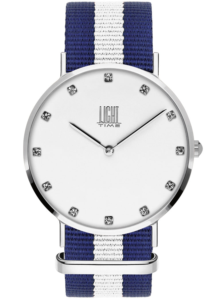 Orologio Light Time Essential L302S-N3 - Quarzo, cassa acciaio 40mm, quadrante con strass, cinturino nylon - Frontale