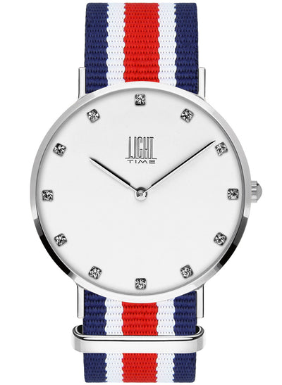 Orologio Light Time Essential L302S-N4 - quarzo cassa acciaio quadrante strass 40mm cinturino nylon - Frontale