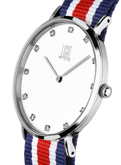 Orologio Light Time Essential L302S-N4 - quarzo cassa acciaio quadrante strass 40mm cinturino nylon - Laterale