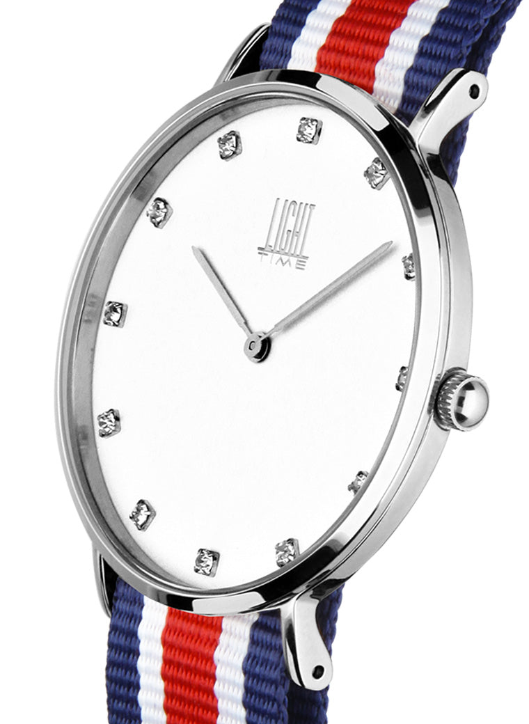 Orologio Light Time Essential L302S-N4 - quarzo cassa acciaio quadrante strass 40mm cinturino nylon - Laterale