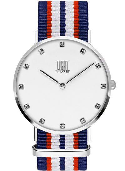 Orologio Light Time Essential L302S-N5 - quarzo cassa acciaio quadrante strass 40mm cinturino nylon - Frontale