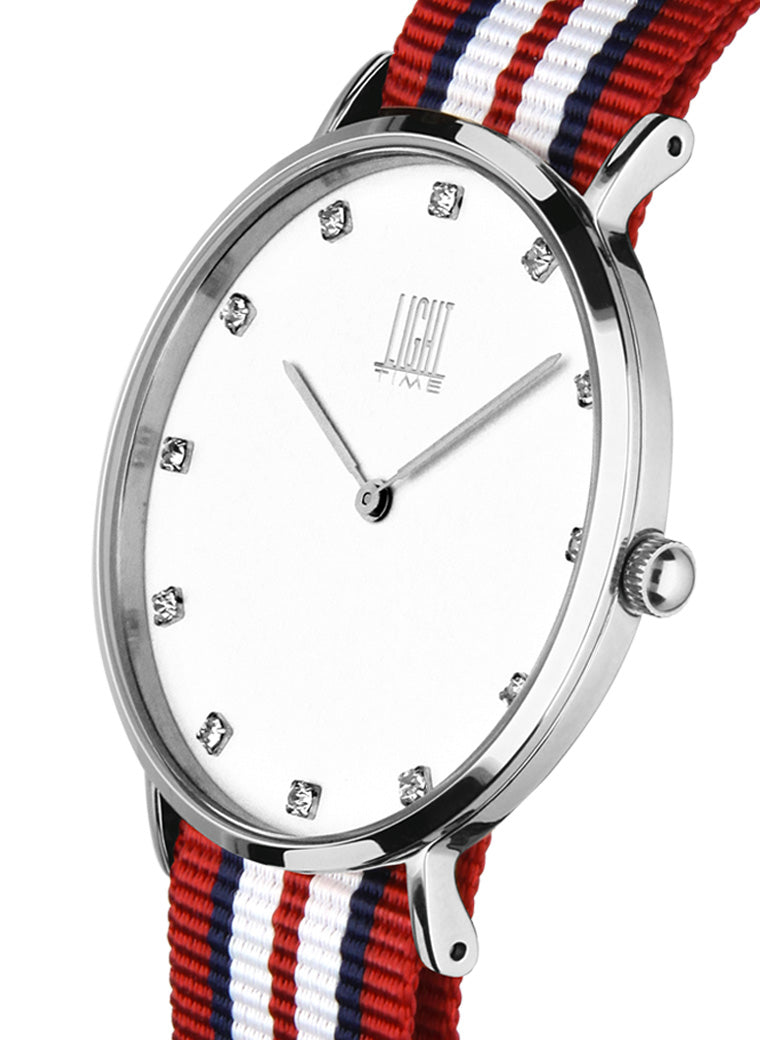 Orologio Light Time Essential L302S-N6 - quarzo cassa acciaio quadrante strass 40mm cinturino nylon - Laterale