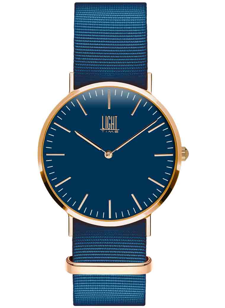 Orologio Light Time Essential L304R-NBL - quarzo cassa acciaio rosè 36mm cinturino nylon blu - Frontale