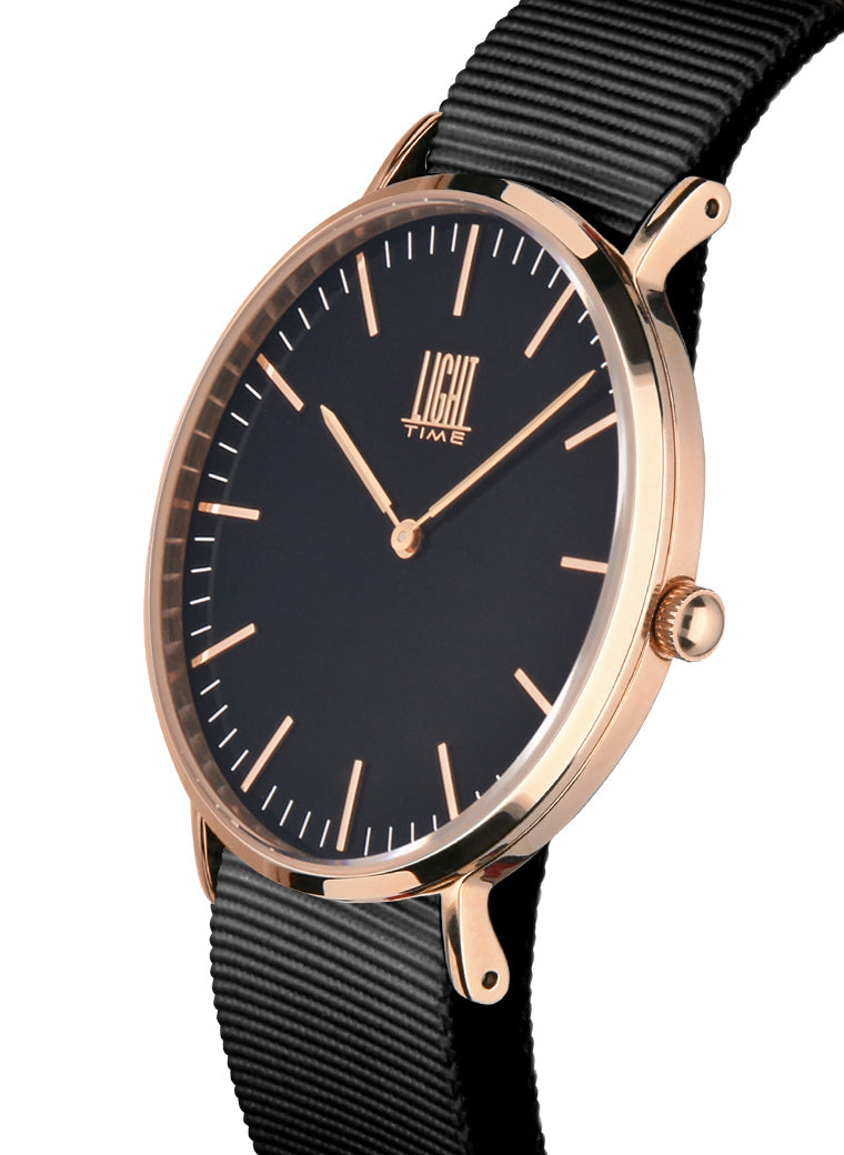 Orologio Light Time Essential L304R-NNE - quarzo cassa acciaio rosè 36mm cinturino nylon nero - Laterale