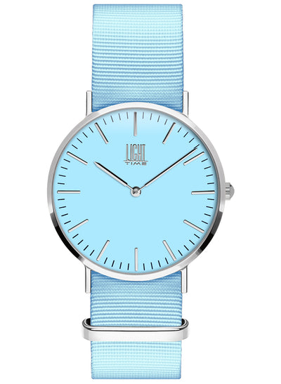 Orologio Light Time Essential L304S-NAZ - quarzo cassa acciaio 36mm cinturino nylon azzurro - Frontale