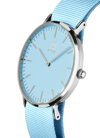 Orologio Light Time Essential L304S-NAZ - quarzo cassa acciaio 36mm cinturino nylon azzurro - Laterale