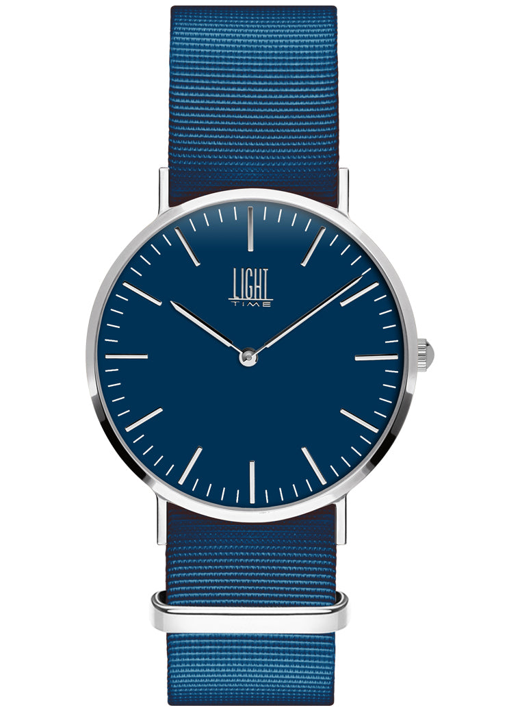 Orologio Light Time Essential L304S-NBL - quarzo cassa acciaio 36mm cinturino nylon blu - Frontale