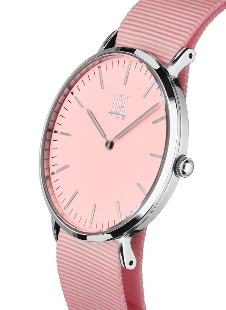 Orologio Light Time Essential L304S-NRO - quarzo cassa acciaio 36mm cinturino nylon rosa - Laterale