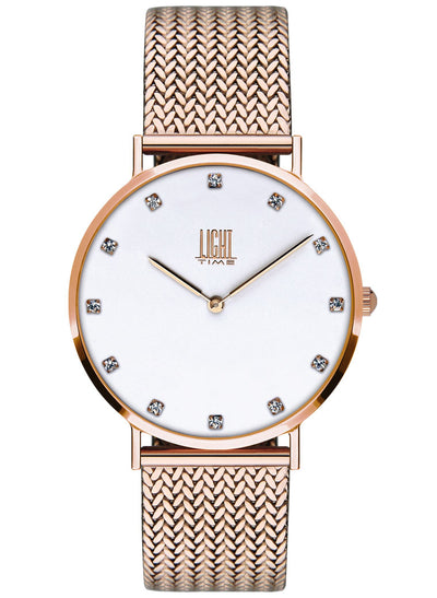 Orologio Light Time Essential L305R-A - quarzo cassa acciaio rosè quadrante strass 36mm maglia Milano - Frontale