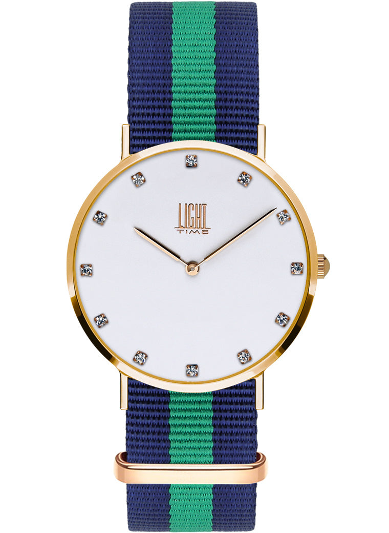 Orologio Light Time Essential L305R-N1 - quarzo cassa acciaio rosè quadrante strass 36mm cinturino nylon - Frontale