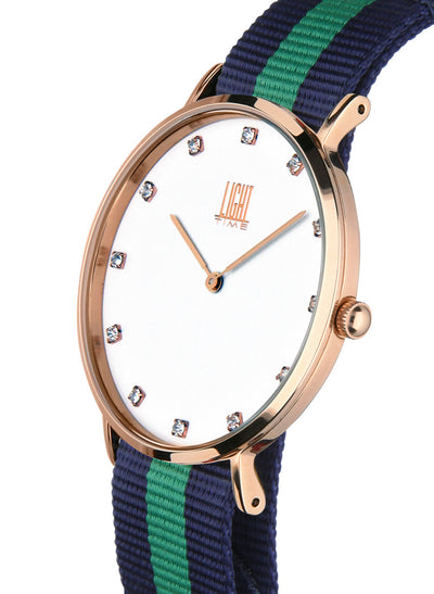 Orologio Light Time Essential L305R-N1 - quarzo cassa acciaio rosè quadrante strass 36mm cinturino nylon - Laterale