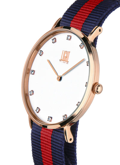 Orologio Light Time Essential L305R-N2 - quarzo cassa acciaio rosè quadrante strass 36mm cinturino nylon - Laterale