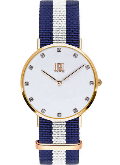 Orologio Light Time Essential L305R-N3 - quarzo cassa acciaio rosè quadrante strass 36mm cinturino nylon - Frontale