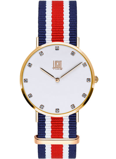 Orologio Light Time Essential L305R-N4 - quarzo cassa acciaio rosè quadrante strass 36mm cinturino nylon - Frontale