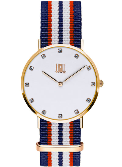 Orologio Light Time Essential L305R-N5 - quarzo cassa acciaio rosè quadrante strass 36mm cinturino nylon - Frontale
