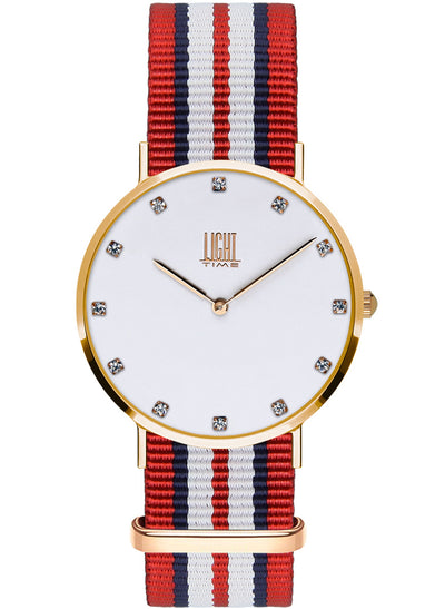 Orologio Light Time Essential L305R-N6 - quarzo cassa acciaio rosè quadrante strass 36mm cinturino nylon - Frontale