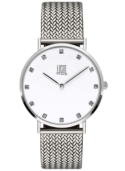 Orologio Light Time Essential L305S-A - quarzo cassa acciaio quadrante strass 36mm maglia Milano - Frontale