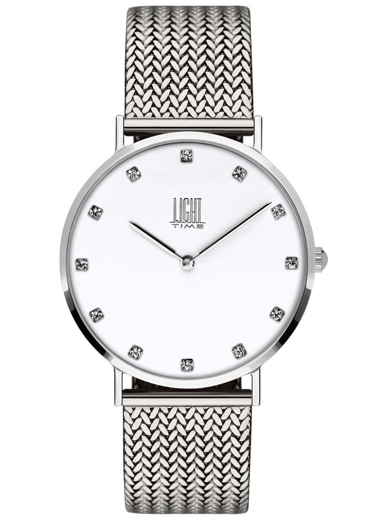 Orologio Light Time Essential L305S-A - quarzo cassa acciaio quadrante strass 36mm maglia Milano - Frontale