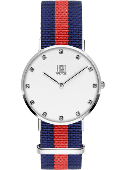 Orologio Light Time Essential L305S-N2 - quarzo cassa acciaio quadrante strass 36mm cinturino nylon - Frontale