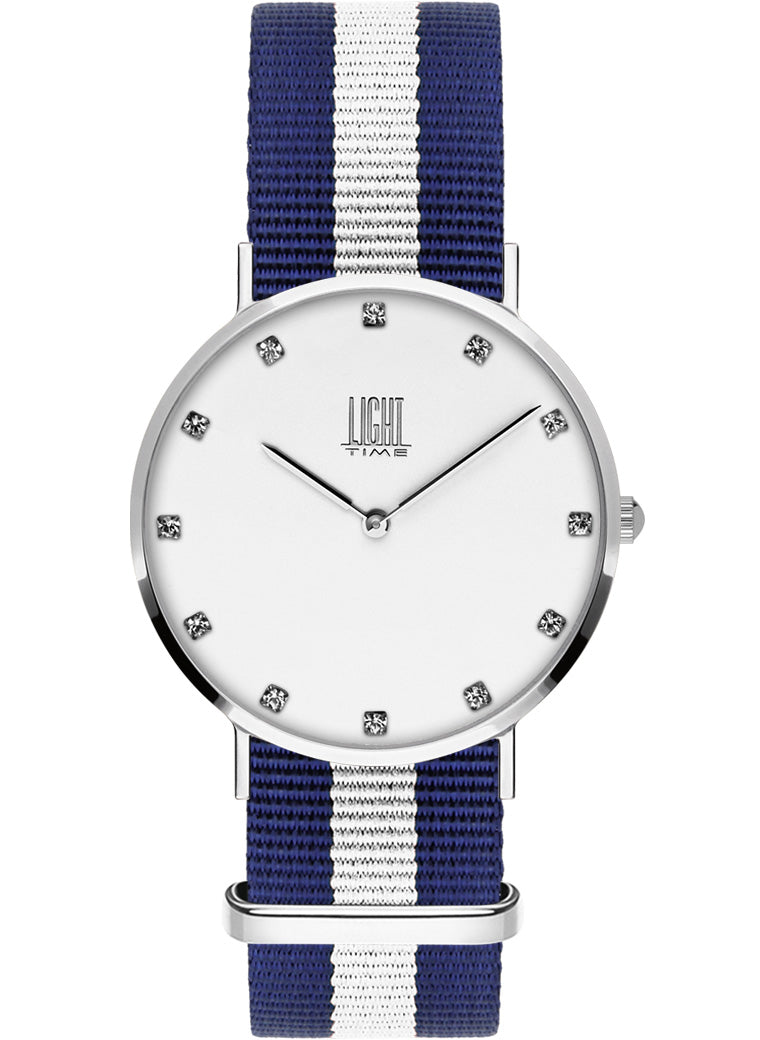 Orologio Light Time Essential L305S-N3 - quarzo cassa acciaio quadrante strass 36mm cinturino nylon - Frontale