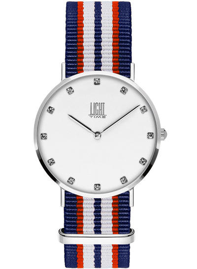 Orologio Light Time Essential L305S-N5 - quarzo cassa acciaio quadrante strass 36mm cinturino nylon - Frontale