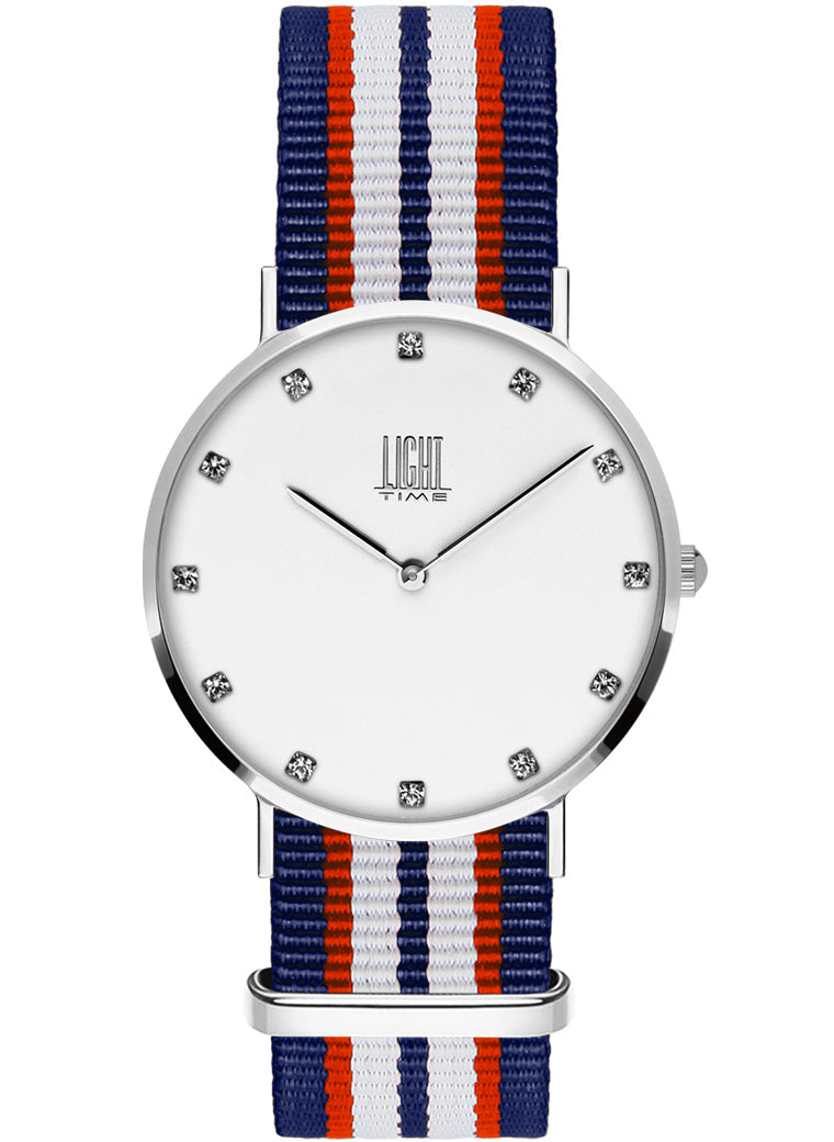 Orologio Light Time Essential L305S-N5 - quarzo cassa acciaio quadrante strass 36mm cinturino nylon - Frontale