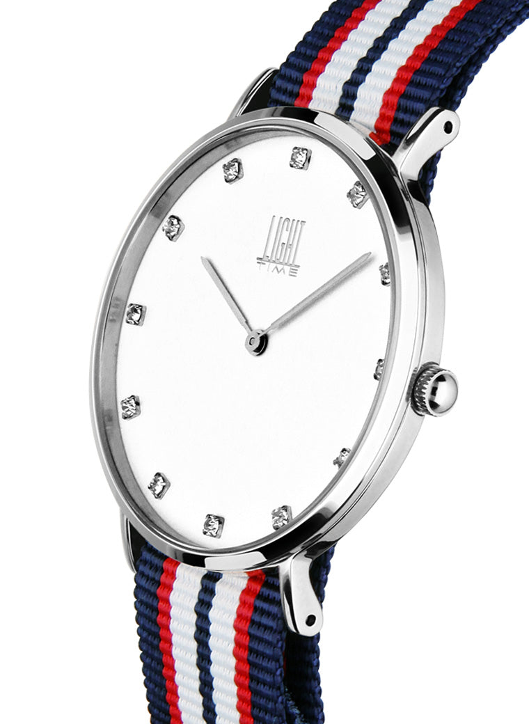 Orologio Light Time Essential L305S-N5 - quarzo cassa acciaio quadrante strass 36mm cinturino nylon - Laterale