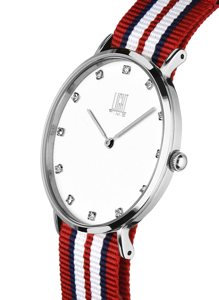 Orologio Light Time Essential L305S-N6 - quarzo cassa acciaio quadrante strass 36mm cinturino nylon - Laterale