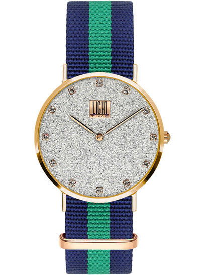 Orologio Light Time Essential L306R-N1 - quarzo cassa acciaio rosè quadrante pavè strass 36mm cinturino nylon - Frontale