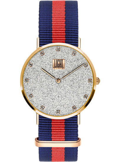 Orologio Light Time Essential L306R-N2 - quarzo cassa acciaio rosè quadrante pavè strass 36mm cinturino nylon - Frontale