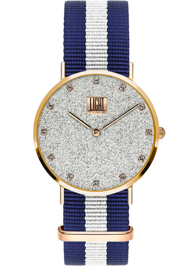 Orologio Light Time Essential L306R-N3 - quarzo cassa acciaio rosè quadrante pavè strass 36mm cinturino nylon - Frontale