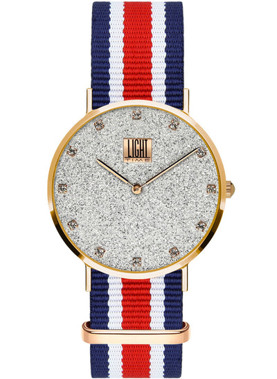 Orologio Light Time Essential L306R-N4 - quarzo cassa acciaio rosè quadrante pavè strass 36mm cinturino nylon - Frontale
