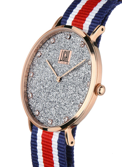 Orologio Light Time Essential L306R-N4 - quarzo cassa acciaio rosè quadrante pavè strass 36mm cinturino nylon - Laterale