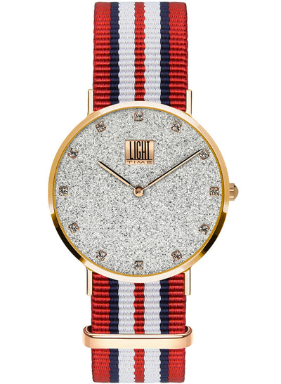 Orologio Light Time Essential L306R-N6 - quarzo cassa acciaio rosè quadrante pavè strass 36mm cinturino nylon - Frontale