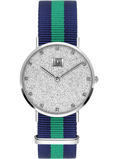 Orologio Light Time Essential L306S-N1 - quarzo cassa acciaio quadrante pavè strass 36mm cinturino nylon - Frontale