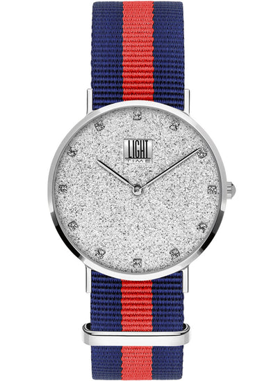 Orologio Light Time Essential L306S-N2 - quarzo cassa acciaio quadrante pavè strass 36mm cinturino nylon - Frontale