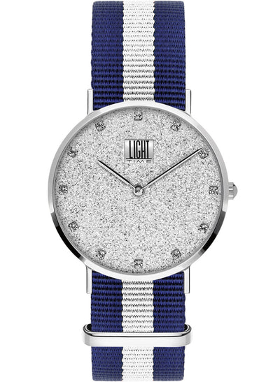 Orologio Light Time Essential L306S-N3 - quarzo cassa acciaio quadrante pavè strass 36mm cinturino nylon - Frontale