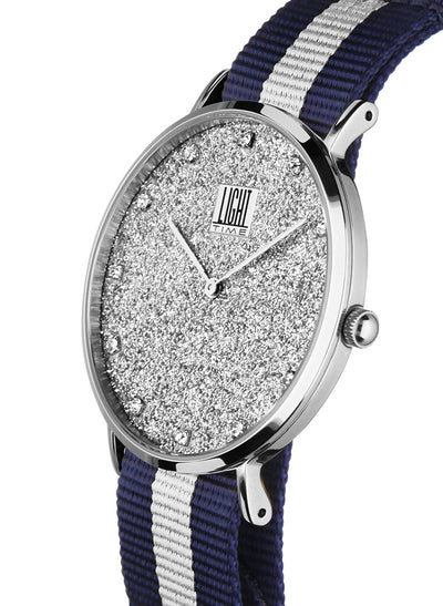 Orologio Light Time Essential L306S-N3 - quarzo cassa acciaio quadrante pavè strass 36mm cinturino nylon - Laterale
