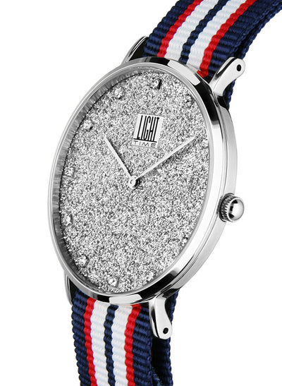 Orologio Light Time Essential L306S-N5 - quarzo cassa acciaio quadrante pavè strass 36mm cinturino nylon - Laterale