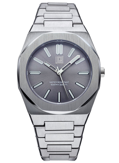 Orologio Light Time Iron L243-A - Uomo, quarzo Miyota, cassa e bracciale acciaio solido 40mm, water resistant 10 ATM - Frontale