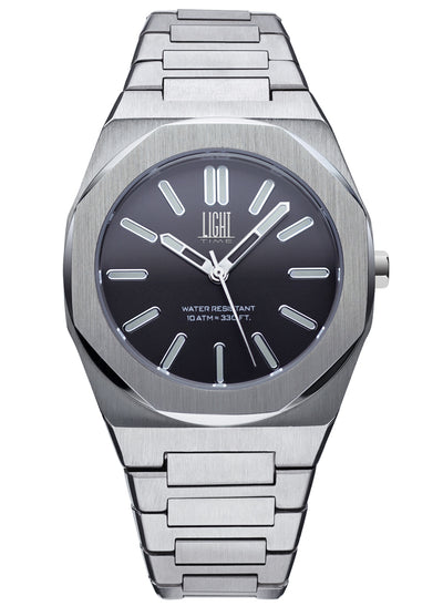 Orologio Light Time Iron L243-B - Uomo, quarzo Miyota, cassa e bracciale acciaio solido 40mm, water resistant 10 ATM - Frontale