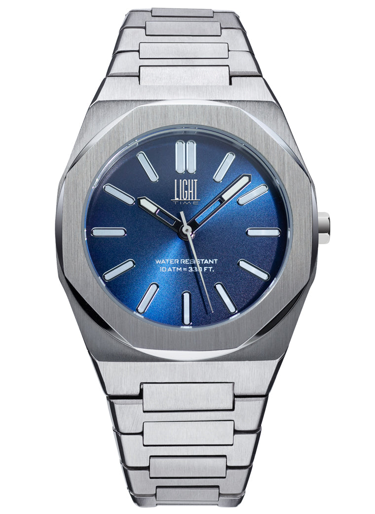 Orologio Light Time Iron L243-C - Uomo, quarzo Miyota, cassa e bracciale acciaio solido 40mm, water resistant 10 ATM - Frontale