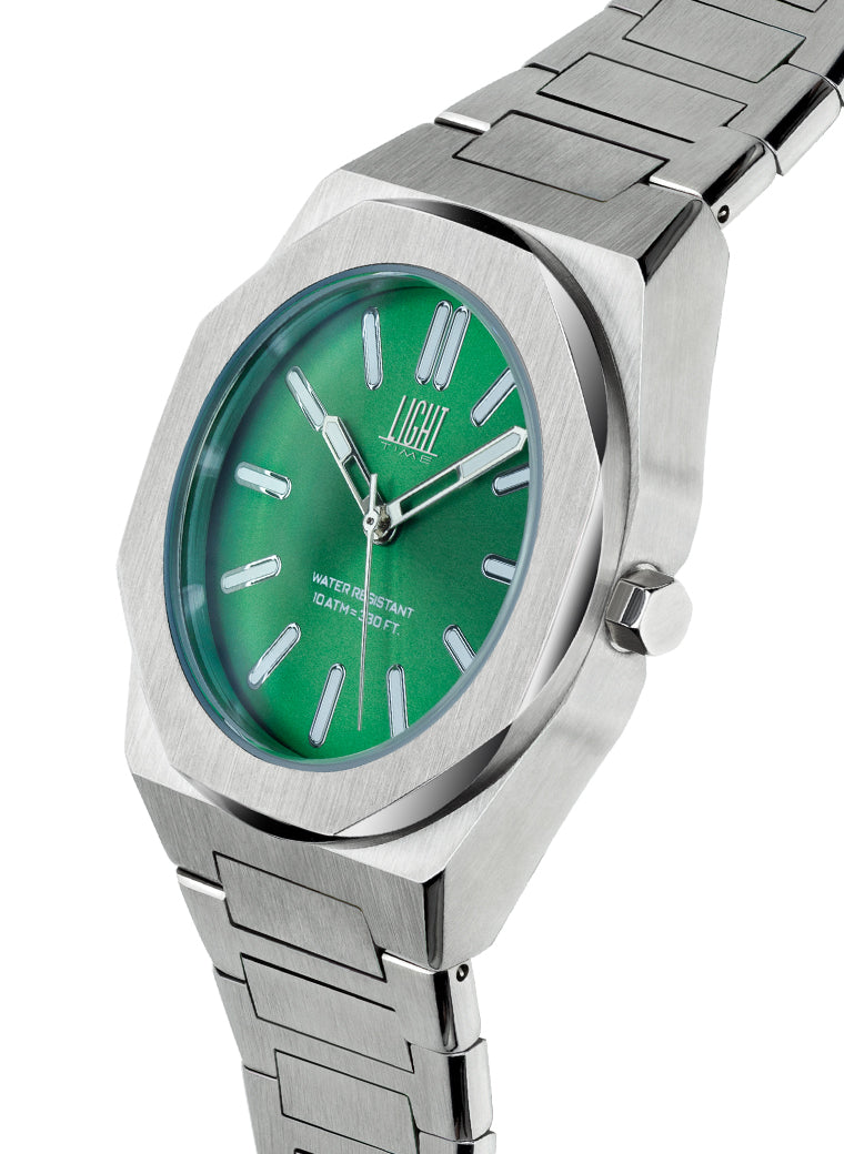 Orologio Light Time Iron L243-D - Uomo, quarzo Miyota, cassa e bracciale acciaio solido 40mm, water resistant 10 ATM - Laterale