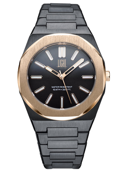 Orologio Light Time Iron L243-NB - Uomo, quarzo Miyota, cassa e bracciale acciaio solido 40mm, water resistant 10 ATM - Frontale